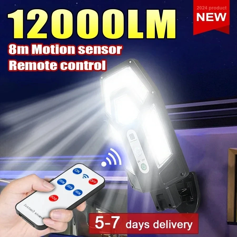 Smart Garden Light Camera - 12000LM 강력한 태양광 벽등 리모컨 포함