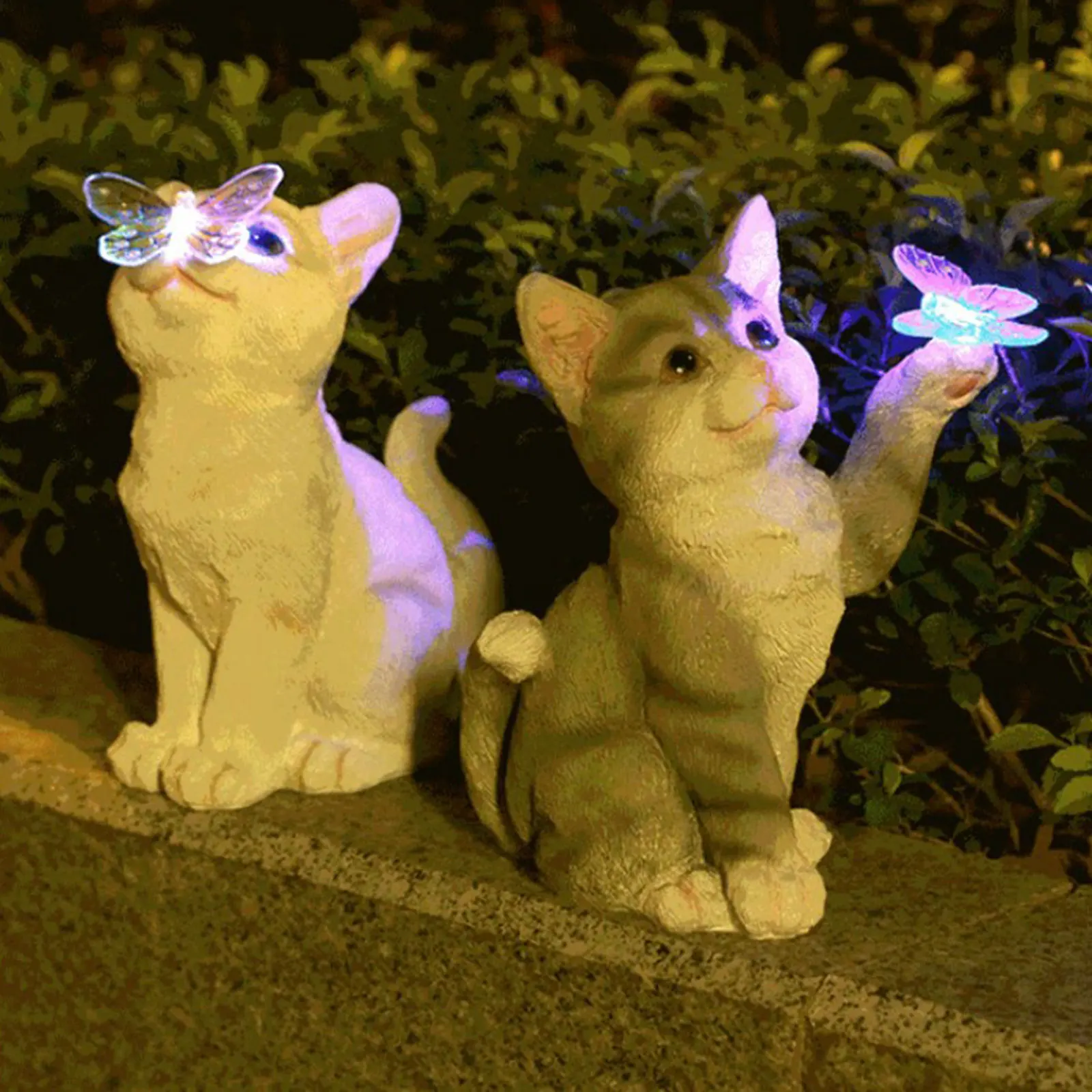 Smart Garden Light Camera - 야외 고양이 조각상 펜던트 정원 LED