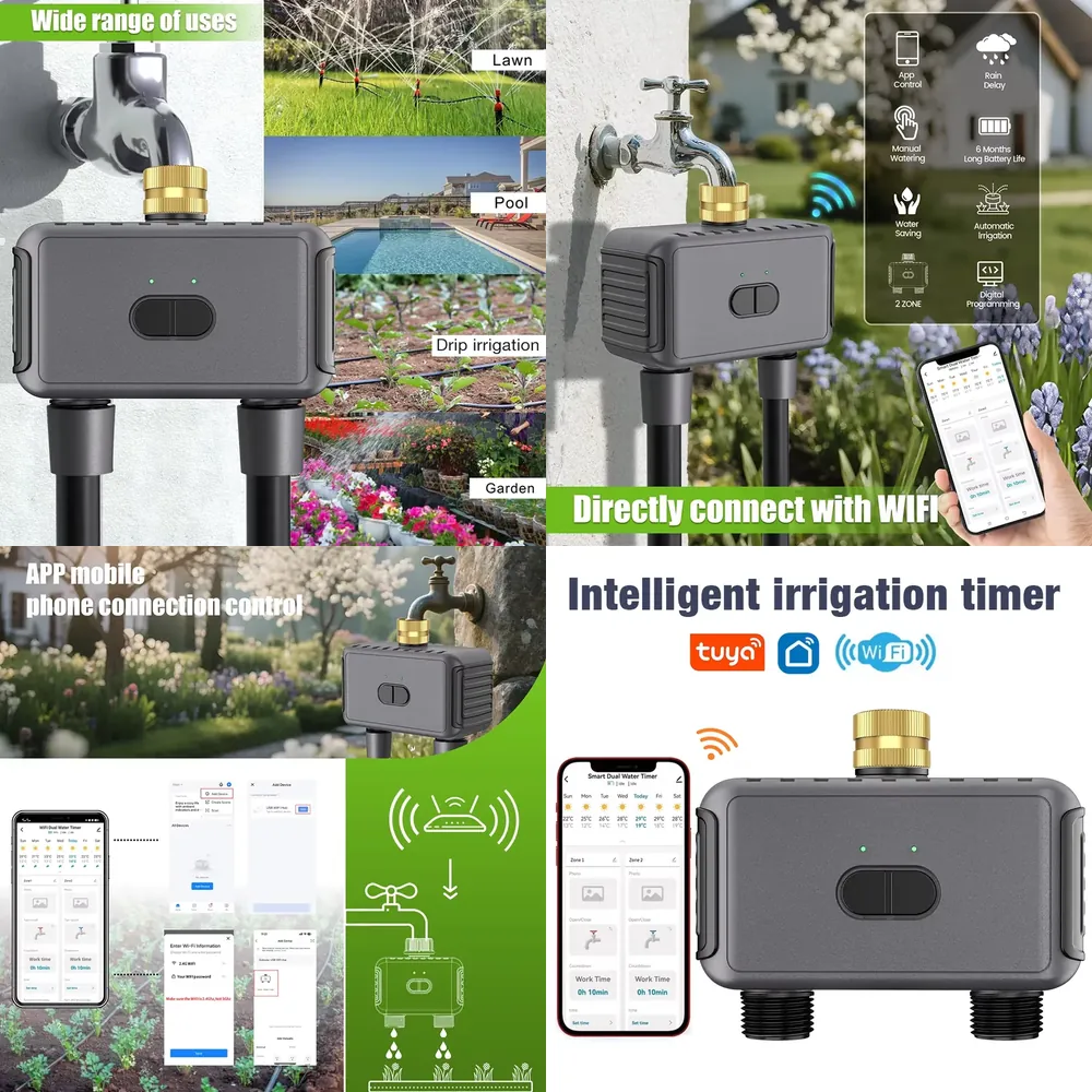 WAP01 WiFi 앱 제어 듀얼 호스 워터 타이머 스 - Smart Garden Water Timer 리뷰 및 가격