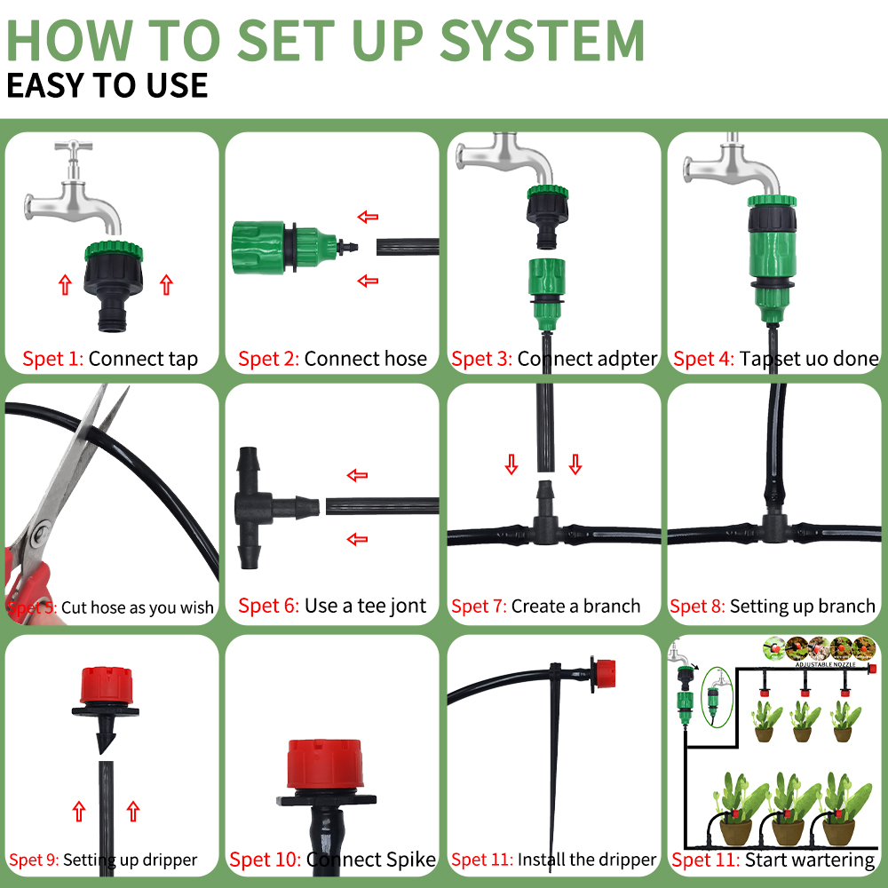 마이크로 드립 관개 시스템 조정 가능한 도저가있는 휴대 - Smart Garden Hose 리뷰 및 가격
